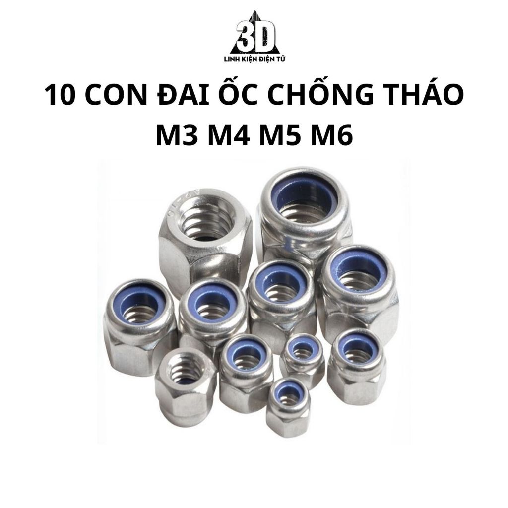 10 con Đai ốc chống tháo M3 M4 M5 M6 dành cho máy in 3D, CNC | Shopee ...