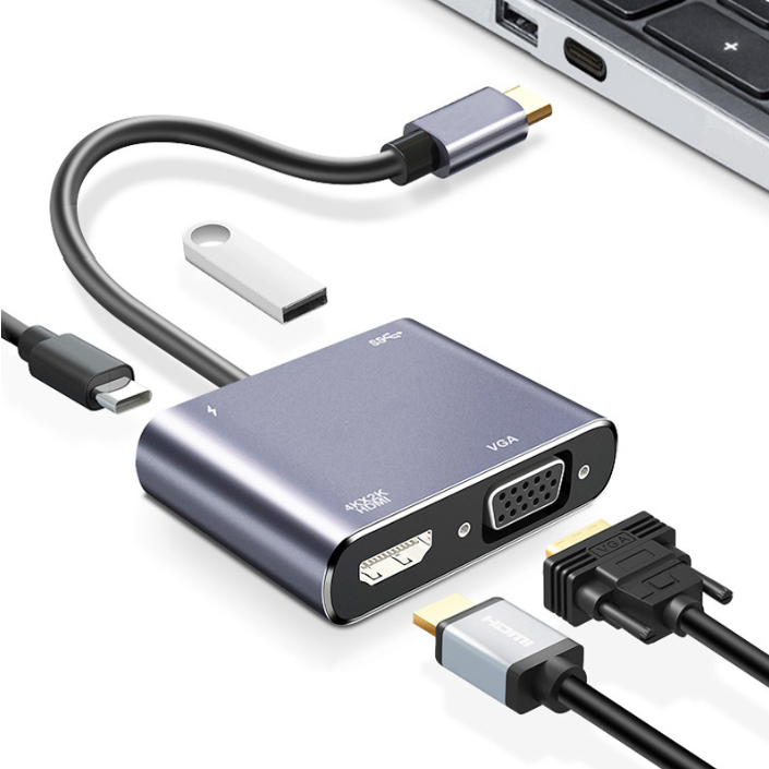 Hub Type-C sang HDMI, VGA, USB, PD độ phân giải 4K cho laptop macbook | BigBuy360 - bigbuy360.vn