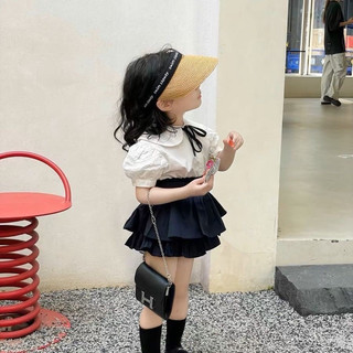 Váy bé gái,Sét sơ mi trắng chân váy đen xoè kèm nơ cho bé 10-30kg