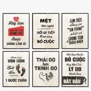 Tranh treo tường truyền động lực trang trí cắt khắc chữ slogan bằng gỗ, tranh decor treo tường
