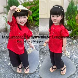 Quần áo bà ba bé gái tay bồng (7-20kg) chất gấm mềm mại, thoải mái cho bé gái
