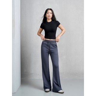 THEKIM Quần dài nỉ cotton cạp cao ống loe , phối đường line chìm nâng V3 thon gọn chân B249