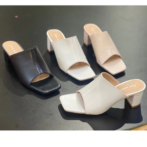 Guốc nữ 5 phân công sở tiếp viên dép 5 phân gót trụ bản ngang to may viền cao cấp Ann_G5PBNVIEN