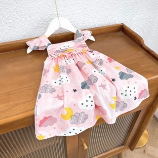 Váy bé gái hai dây (9-26kg) cánh tiên mây hồng dễ thương 1-7 tuổi (9-26kg) N0111