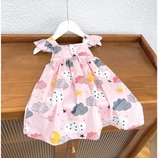 Váy bé gái hai dây (9-26kg) cánh tiên mây hồng dễ thương 1-7 tuổi (9-26kg) N0111