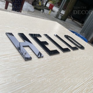 Chữ Alu Đen Bóng Gương 15cm dày 3mm T1 font In Hoa trang trí dán tường - biển quảng cáo