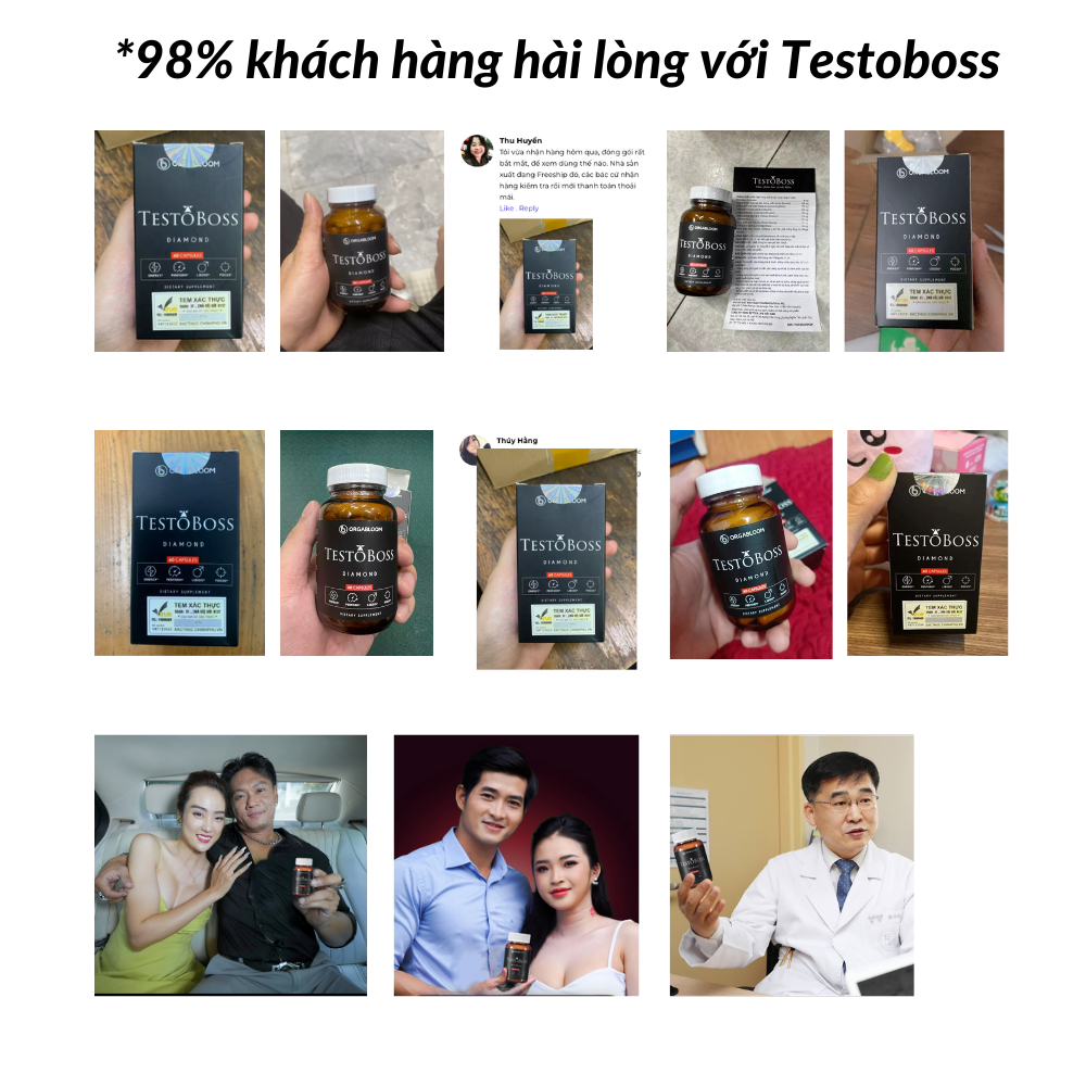 Viên uống Testoboss Usa Tăng cường sinh lý nam với 9 loại thảo mộc quý - Maca Nhân Sâm Tinh Hàu Biển (60v)