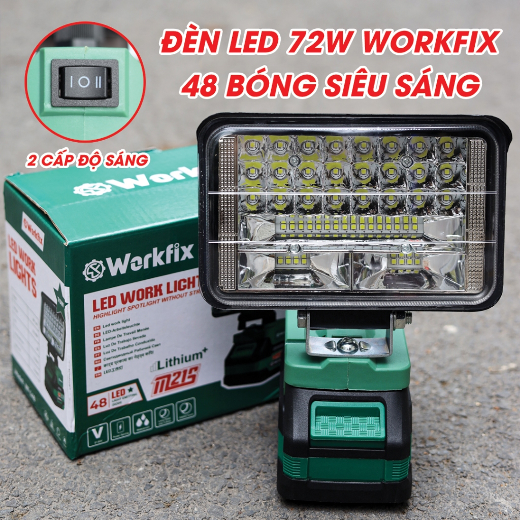Đèn tích điện Workfix 16/ 48/ 84 bóng 70W thắp sáng -  10 cell, dùng liên tục 10h, bảo hành 6 tháng