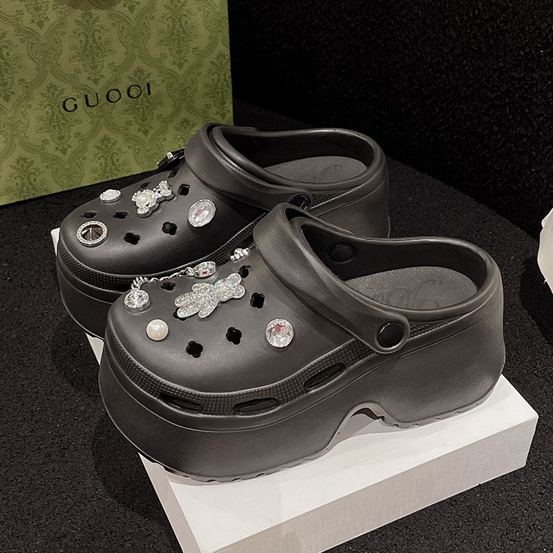 Dép sandal nữ đế cao 7cm đính kèm nhiều sticker dễ thương có lỗ thoáng khí(Mã 1288) | BigBuy360 - bigbuy360.vn