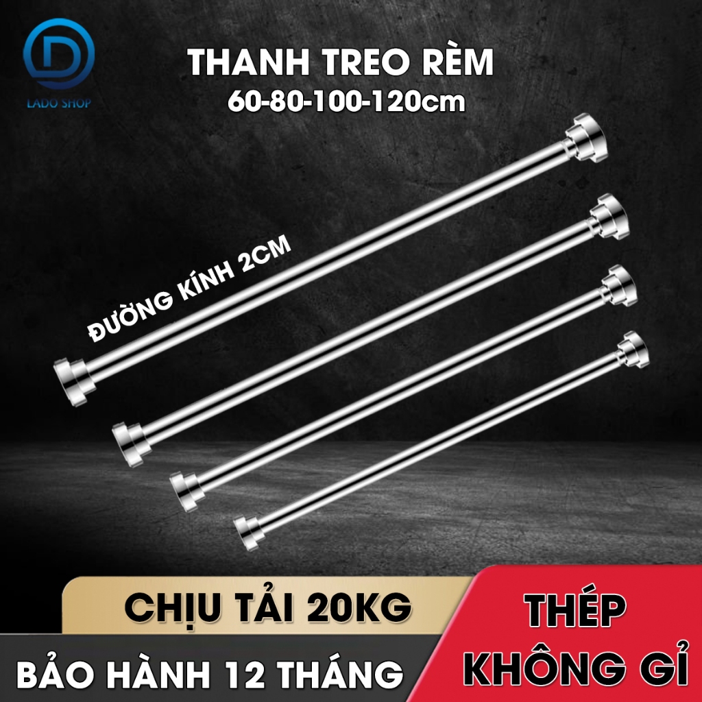Thanh treo rèm nhà tắm, rèm cửa, thanh treo tủ quần áo phơi đồ inox ...