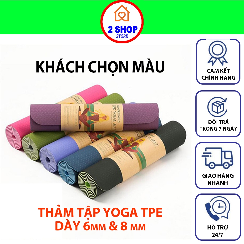 THẢM TẬP YOGA💖𝑭𝑹𝑬𝑬𝑺𝑯𝑰𝑷💖THẢM TẬP GYM, THẢM YOGA TPE CAO CẤP 2 LỚP 6mm ...