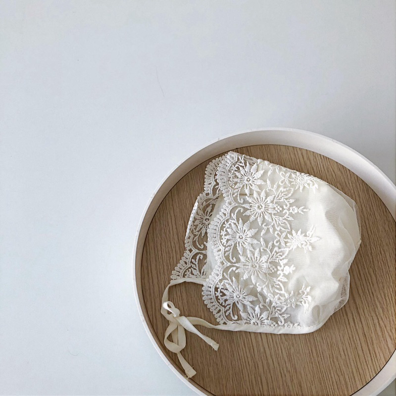 [MD94]Mũ ren phong cách tiểu thư chất liệu cotton mềm mại cho bé yêu 0-2t