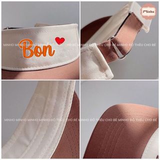 Mũ lưỡi trai hở chóp THÊU TÊN chống nắng, với nhiều màu sắc thời trang cho Bé từ 5- 8 tuổi