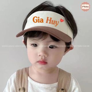 Mũ lưỡi trai hở chóp THÊU TÊN chống nắng, với nhiều màu sắc thời trang cho Bé từ 5- 8 tuổi