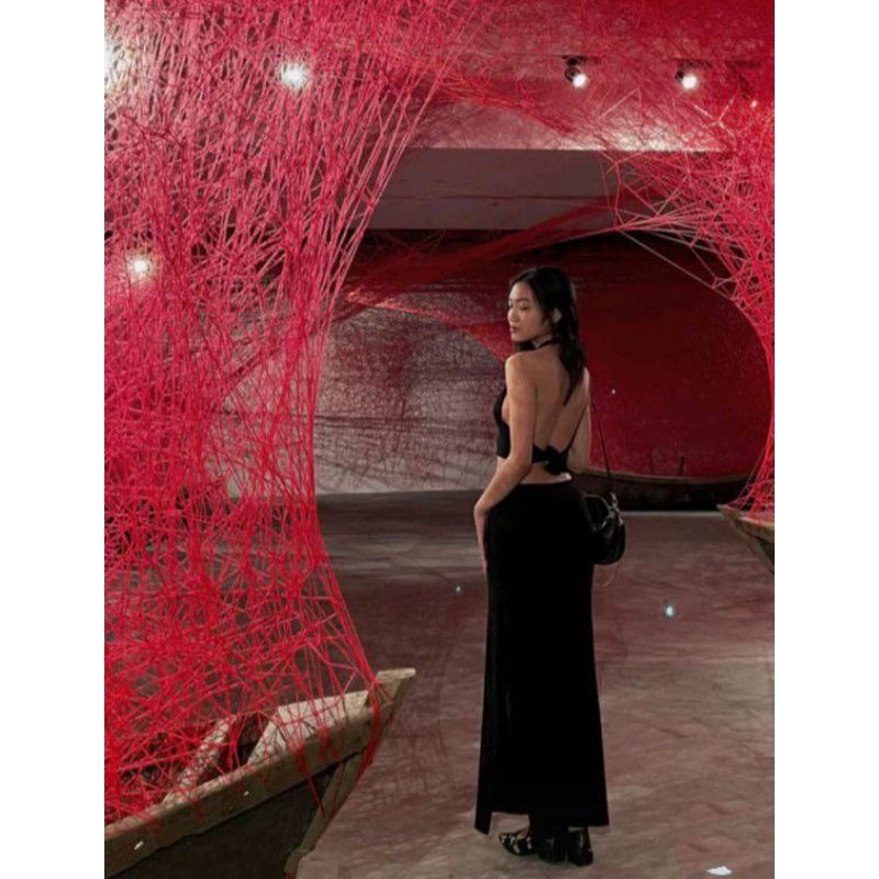 Áo cột dây sexy co giãn, Áo croptop hở lưng buộc dây