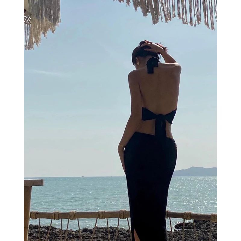 Áo cột dây sexy co giãn, Áo croptop hở lưng buộc dây