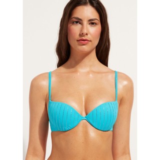 Áo bơi, bikini đi biển màu xanh có đệm đẩy ngực, hàng VNXK