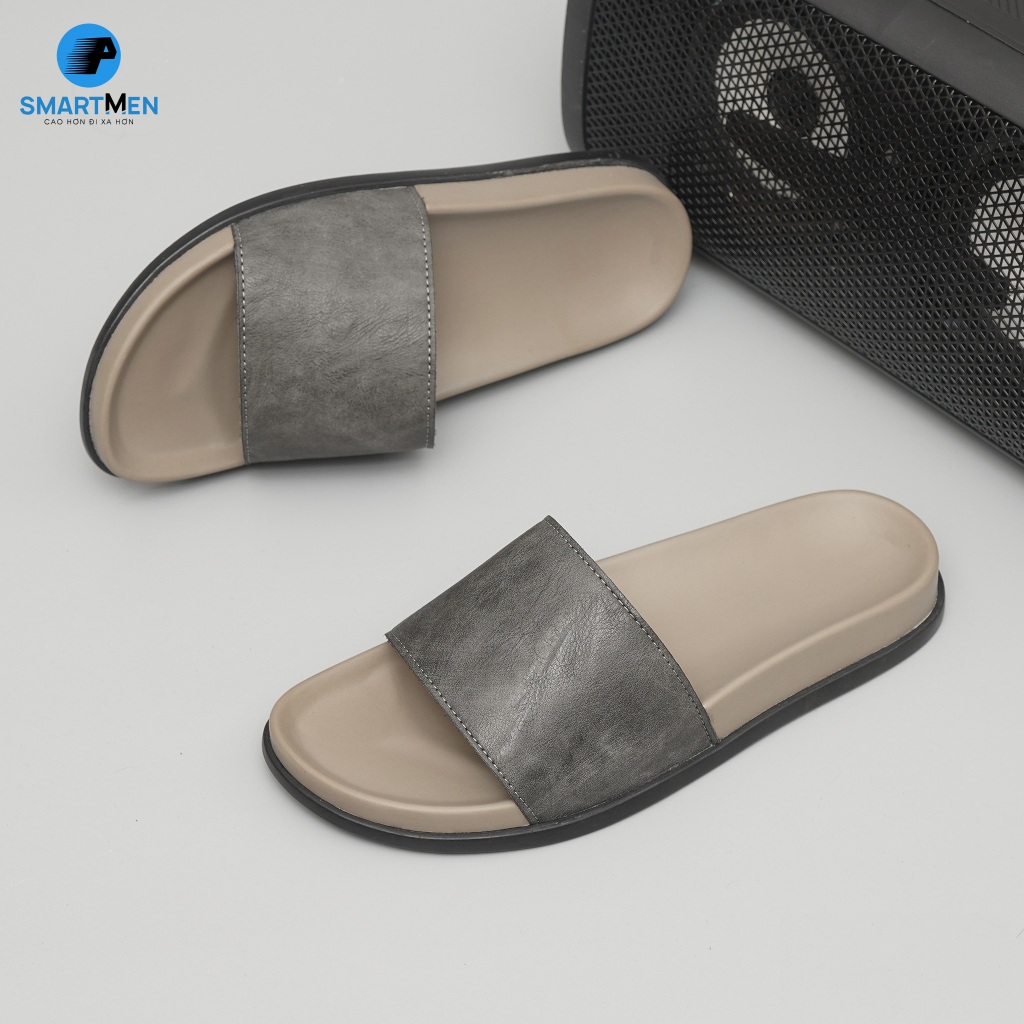 Ảnh Dép nam quai ngang Da cao cấp SMARTMEN DC-12 Xám 1