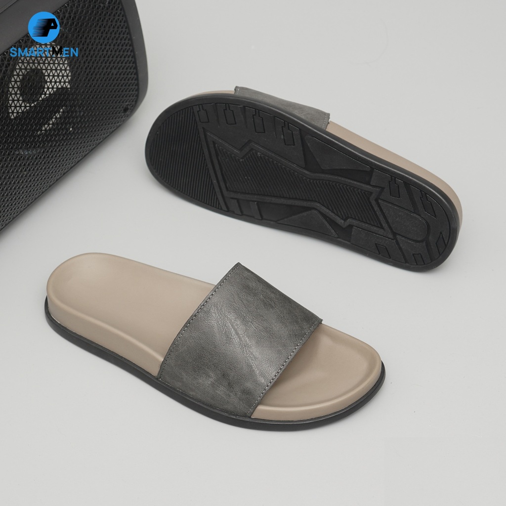 Ảnh Dép nam quai ngang Da cao cấp SMARTMEN DC-12 Xám 2