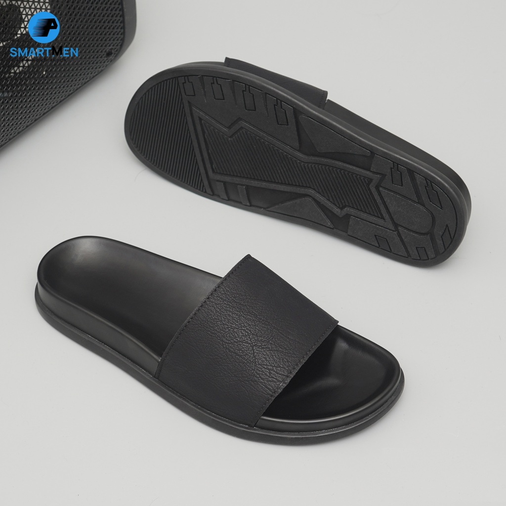 Ảnh Dép nam quai ngang Da cao cấp SMARTMEN DC-11 Đen 2