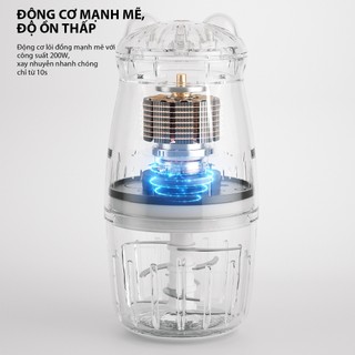 Máy xay thực phẩm mini đa năng Samono SW-MC200, 6 lưỡi dao, dung tích 300ml, 200W, xay nhuyễn cho bé hình gấu bear