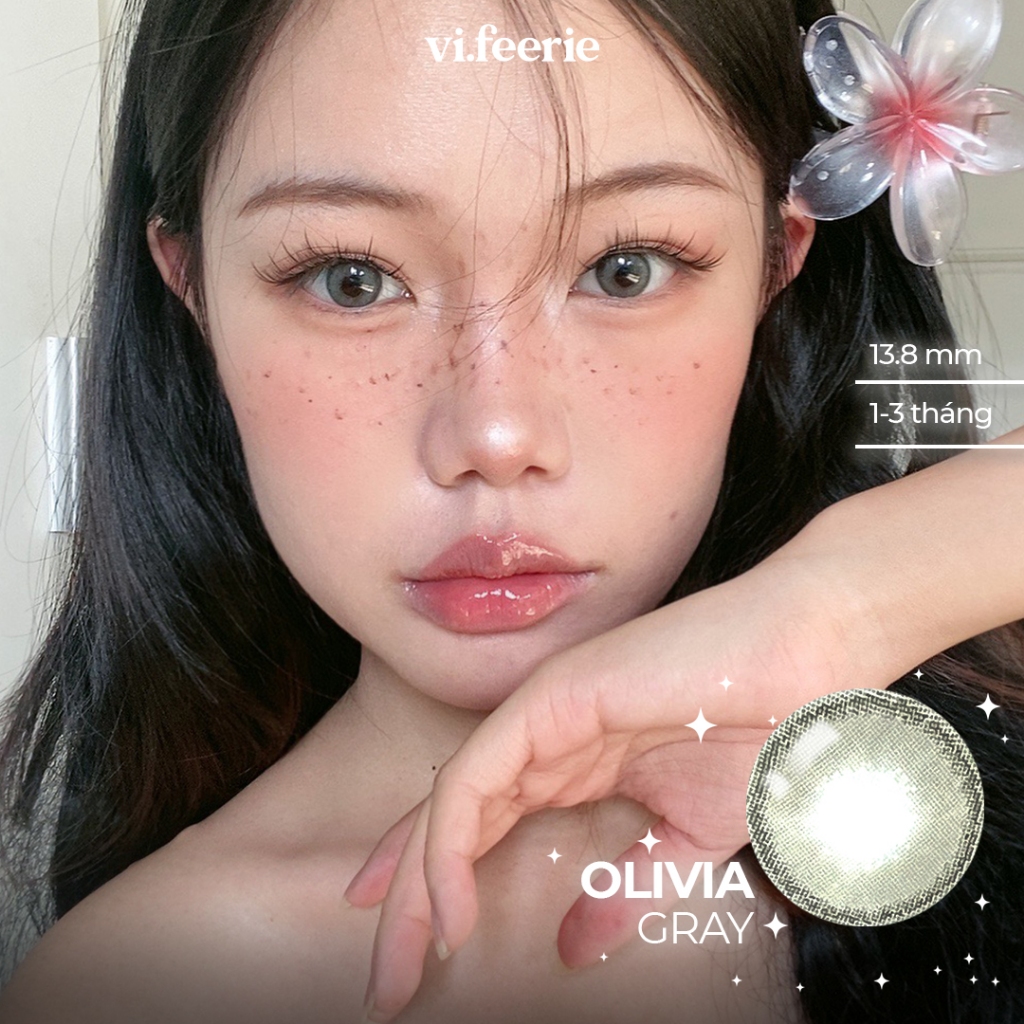 Kính áp tròng (lens) xám khói trầm Olivia Gray đủ độ cận-VF Lens