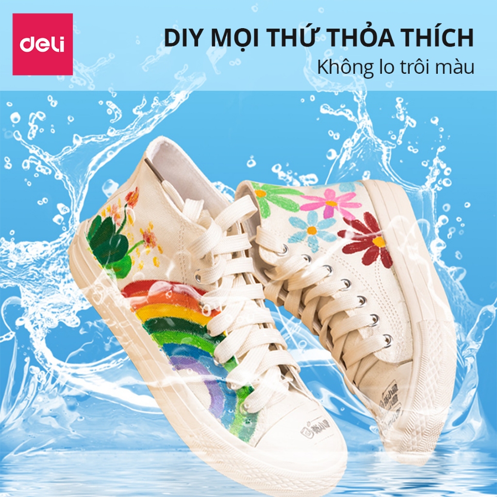 Bút Sơn Acrylic Marker 60 Màu - Ngòi Nhỏ - Lượng Mực Lớn - Chính hãng Deli - DIY Nhiều Bề Mặt