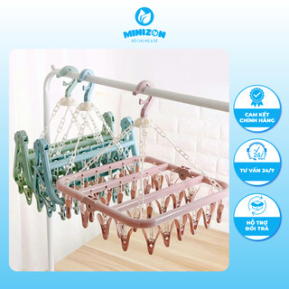 Móc treo quần áo 32 kẹp, móc chùm phơi đồ trẻ em đa năng, gấp gọn, tiện dụng