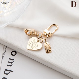 Móc khóa charm treo túi hình trái tim đính ngọc trai phụ kiện thời trang cho nữ quà tặng handmade