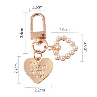 Móc khóa charm treo túi hình trái tim đính ngọc trai phụ kiện thời trang cho nữ quà tặng handmade