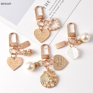 Móc khóa charm treo túi hình trái tim đính ngọc trai phụ kiện thời trang cho nữ quà tặng handmade