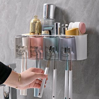 Kệ bàn chải đánh răng 4 cốc, Kệ nhà tắm dán tường