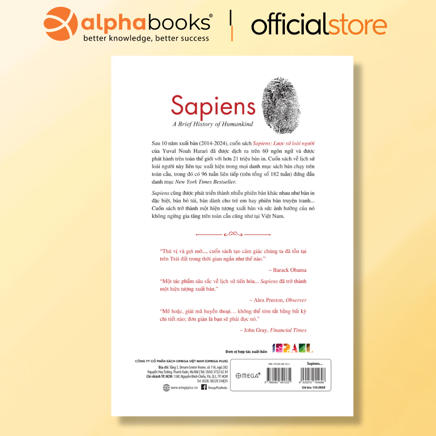 Sách - Sapiens Lược Sử Loài Người (Bản Bỏ Túi) - Omega Plus