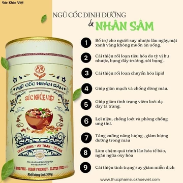 Ngũ cốc dinh dưỡng cho người già,ngũ cốc nhân sâm từ 22 hạt dinh dưỡng cùng thảo mộc tự nhiên