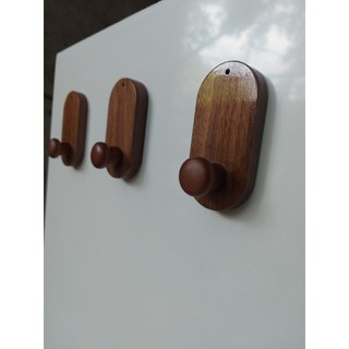 Set 5 Móc treo tường,Núm gỗ decor gắn tường trang trí, Chất liệu gỗ óc chó, gỗ sồi