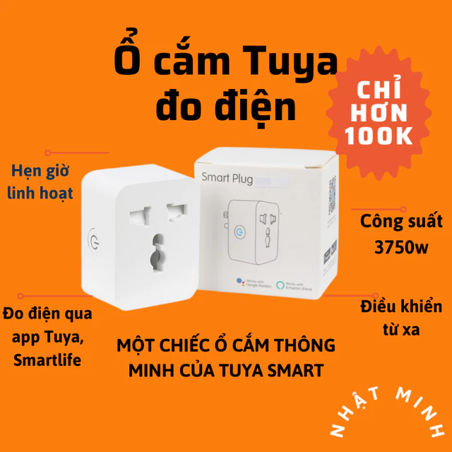 Ổ Cắm Thông Minh Wifi Tuya Smartlife 10A,15A Có Đo Công Suất,Ổ cắm Hẹn Giờ Điều Khiển Từ Xa Ra Lệnh Giọng Nói