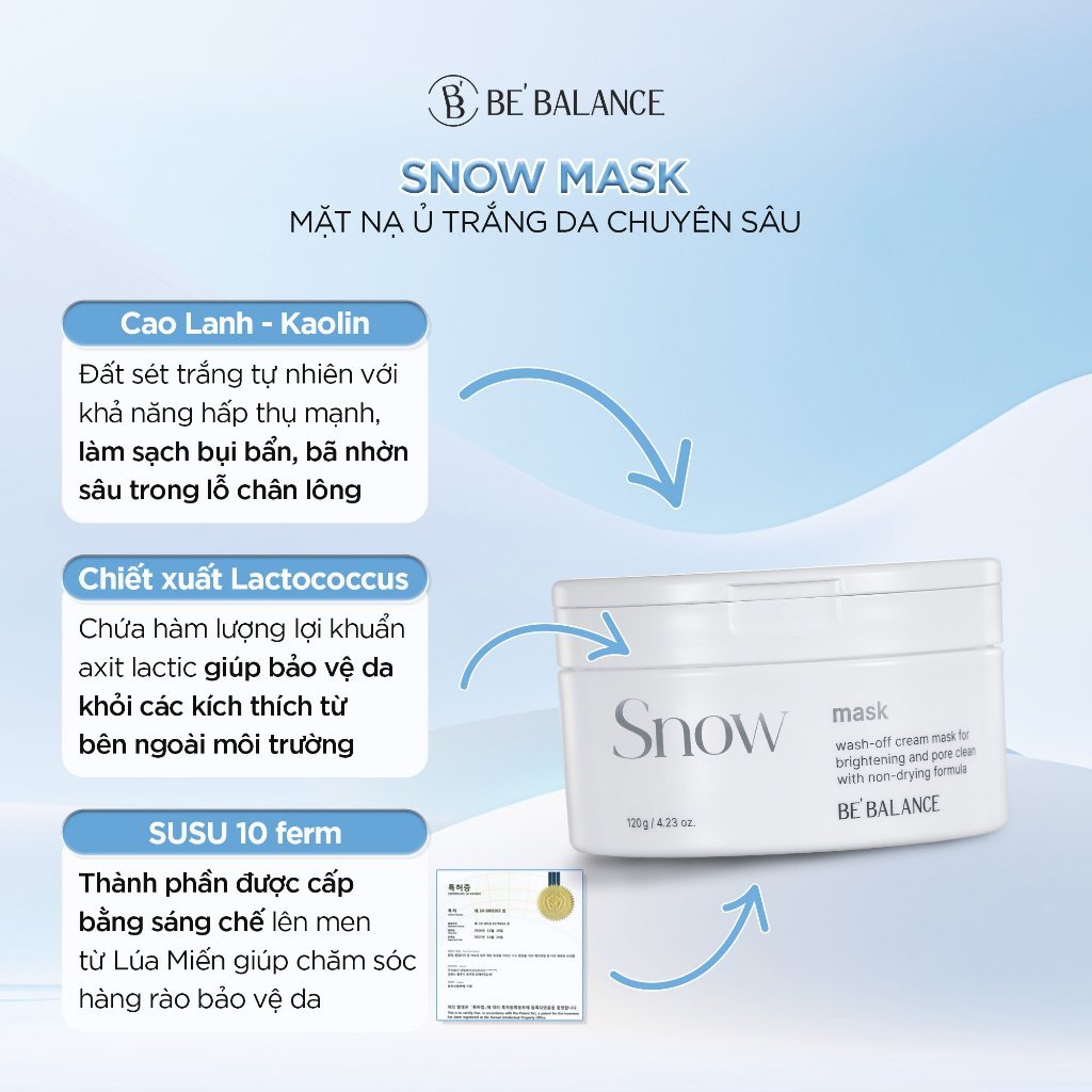 Ảnh Mặt Nạ Ủ Sáng Da Be'Balance SNOW MASK giúp Làm Dịu và Cấp Ẩm Chuyên Sâu 120g 3
