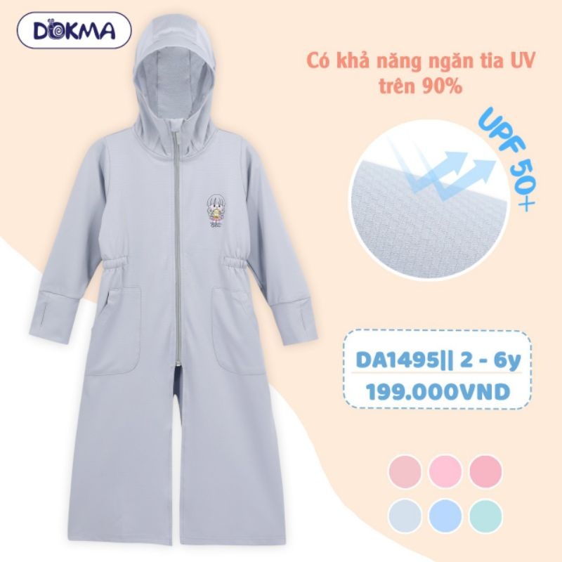 (9-18kg, 2-6Y) Áo Chống Nắng Dokma Dáng Dài Đáng Yêu Cho Bé Gái DA2726