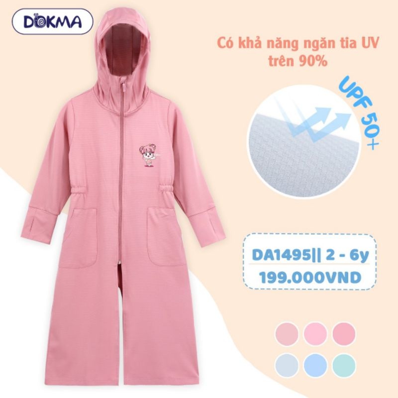 (9-18kg, 2-6Y) Áo Chống Nắng Dokma Dáng Dài Đáng Yêu Cho Bé Gái DA2726