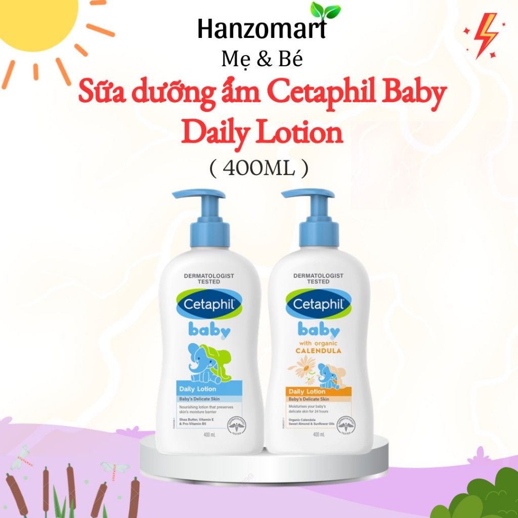 Sữa dưỡng ẩm dịu lành cho bé Cetaphil Baby Daily Lotion / Organic Calendula 400ml - hanzo2009
