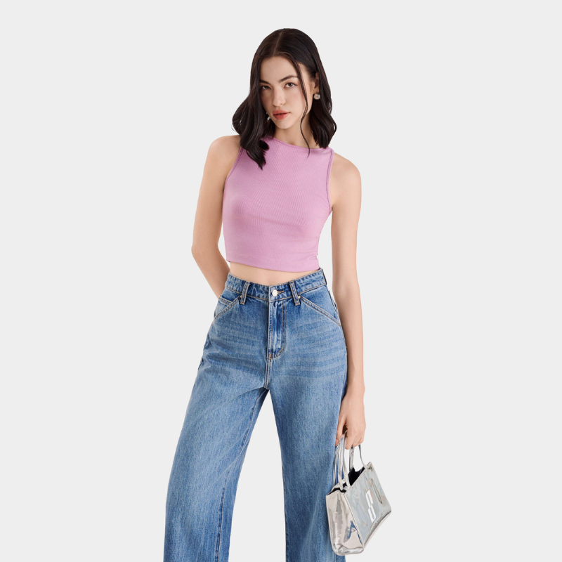 Ảnh Áo thun croptop nữ MARC FASHION 3 lỗ cổ thuyền FALH061722 3