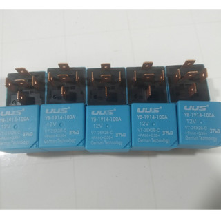 Combo 10 Rơ le 5 chân M8 UUS 100A điện 12v và 24v màu xanh.