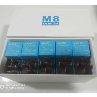 Combo 10 Rơ le 5 chân M8 UUS 100A điện 12v và 24v màu xanh.
