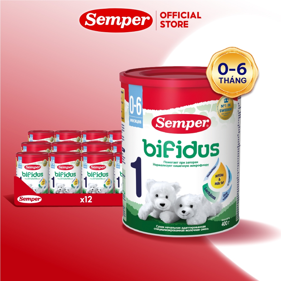 Thùng 12 hộp Sữa bột cải thiện tiêu hóa,giúp bé tăng cân Semper Bifidus ...