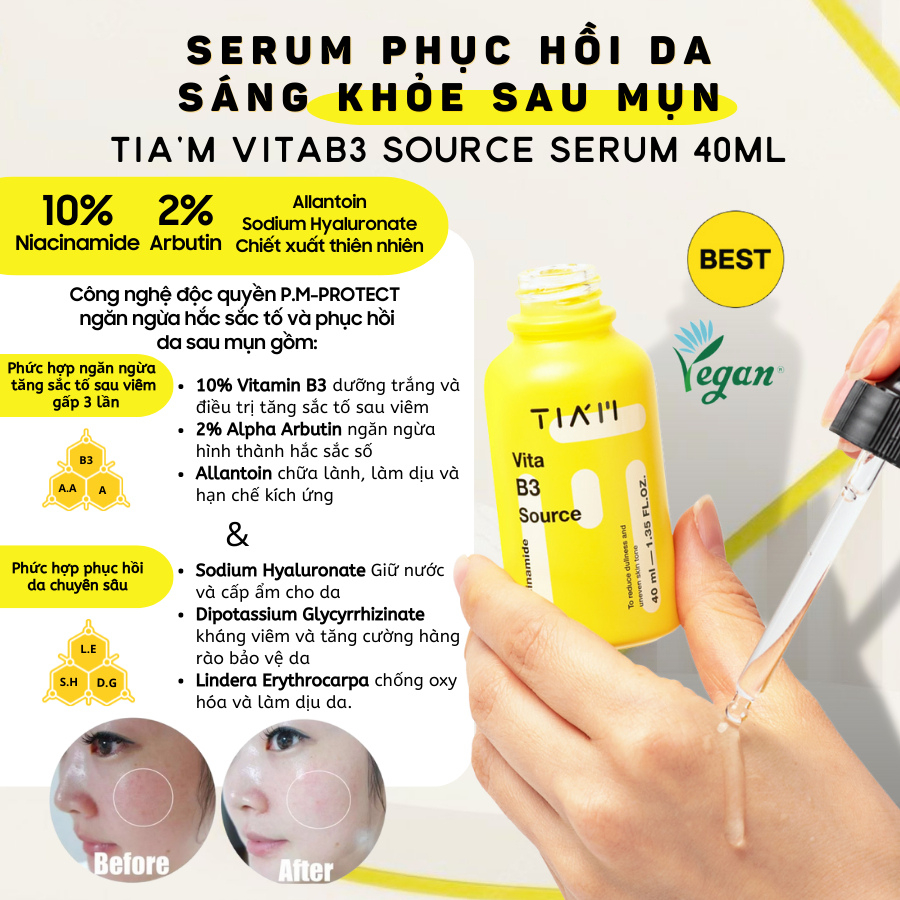Ảnh Tinh Chất Serum Niacinamide 10% TIA'M Dưỡng Trắng, Mờ Thâm, Dưỡng Da Căng Bóng 40ml Daily Beauty 4