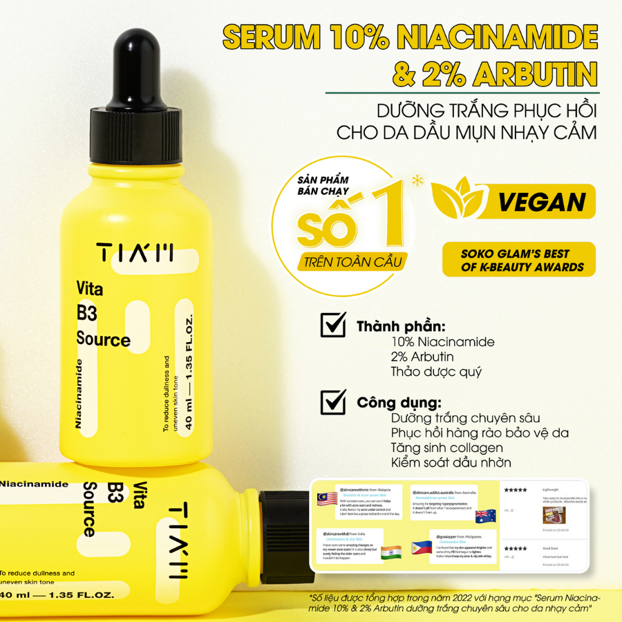 Ảnh Tinh Chất Serum Niacinamide 10% TIA'M Dưỡng Trắng, Mờ Thâm, Dưỡng Da Căng Bóng 40ml Daily Beauty 3