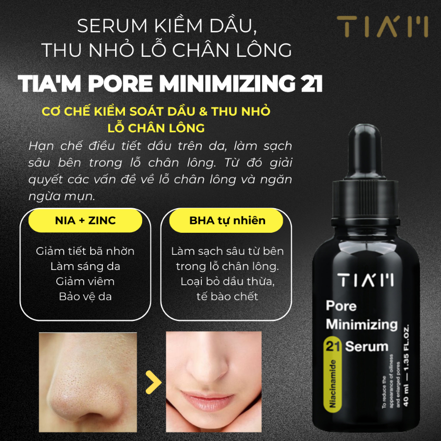 Ảnh Serum Niacinamide 20% + Zinc 1% TIA'M Pore Minimizing 21 Thu Nhỏ Lỗ Chân Lông, Kiểm Soát Dầu Nhờn 40ml Daily Beauty 3