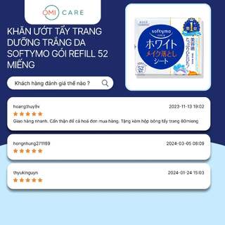 Khăn Ướt Tẩy Trang Dưỡng Trắng Da Softymo Kosé Nhật Bản (Gói Refill 52 Miếng)