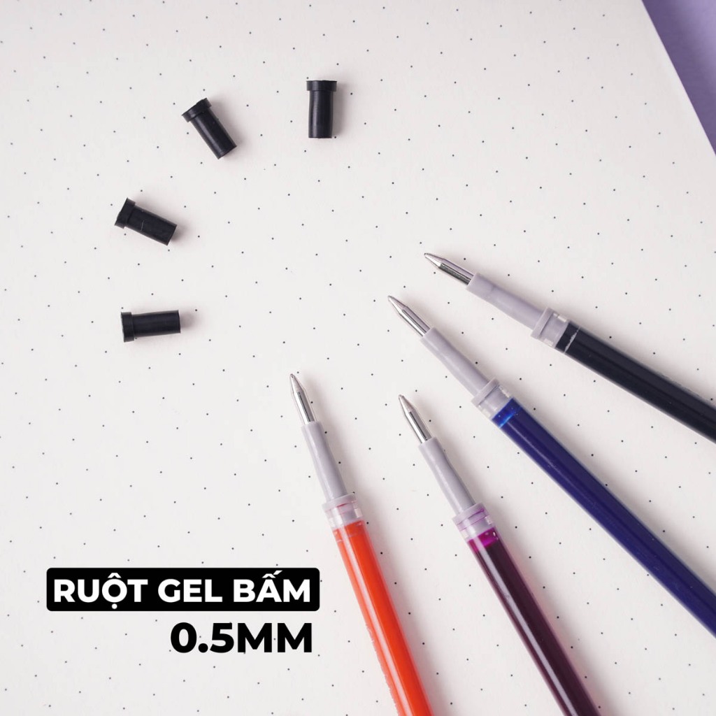 Ngòi Bút Gel Bấm 0.5mm CLASSMATE Ruột Bút Gel 4 Màu Mực Xanh Đen Tím Đỏ, Viết Trơn, Nét Đẹp, Đều Mực, Nhanh Khô CL-GR103