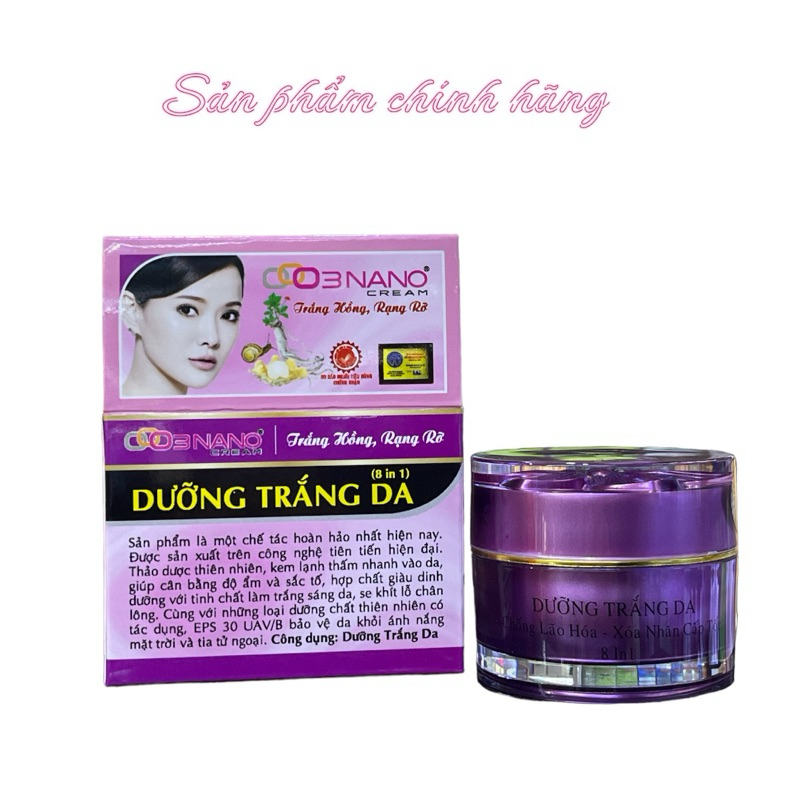Kem O3NANO Dưỡng trắng da 8in1 25gram